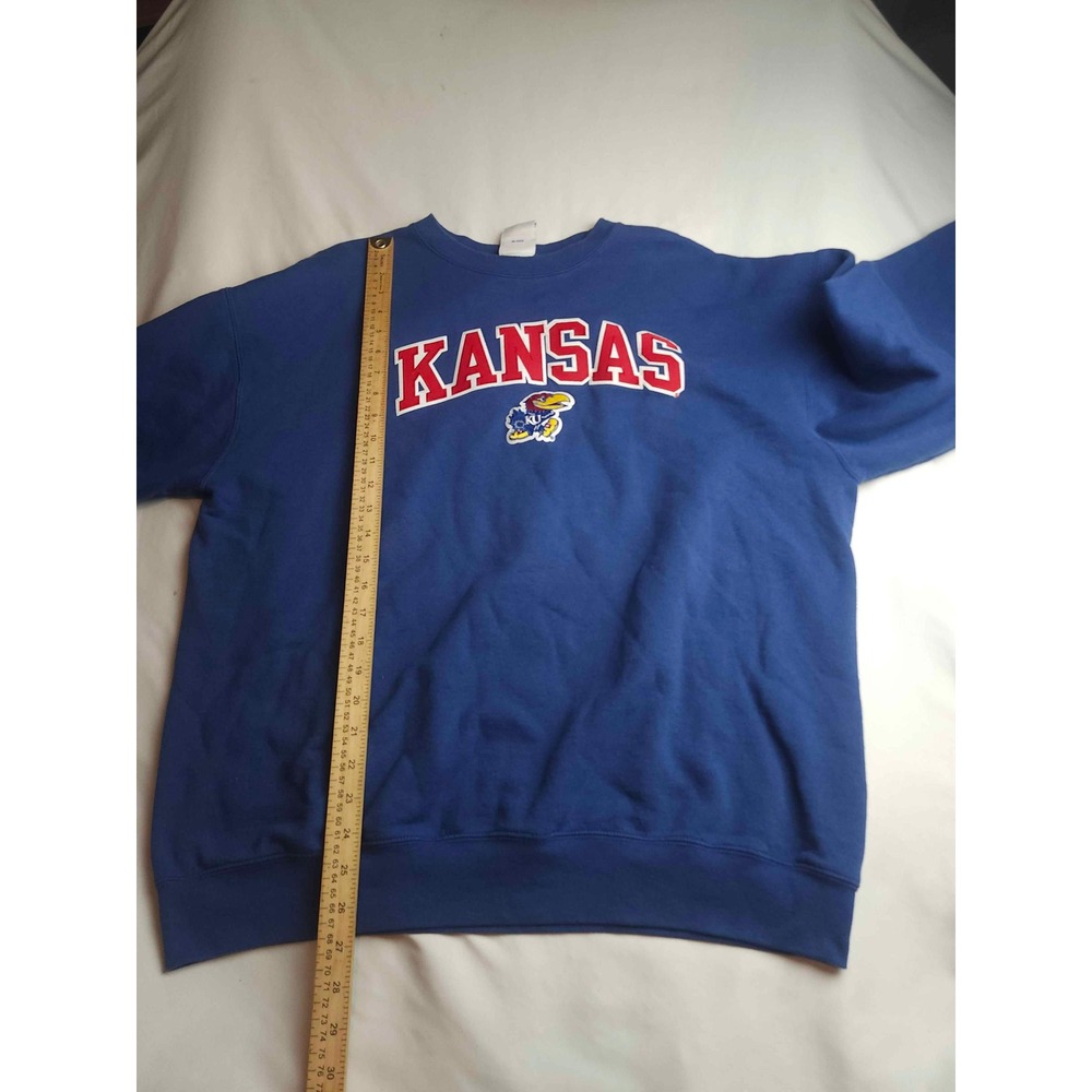 Champion Kansas Jayhawks Sweatshirt XL Blue Crewneck NCAA Collegiate Mens - Picture 3 of 7